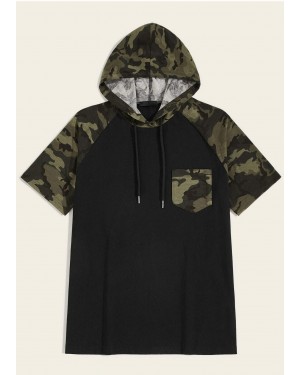 Cheap Price Men Camo Print Pocket Patched Raglan Sleeve Hoodie Manufacturers & Suppliers