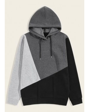 New Men Hoodies Manufacturers Contrast Sleeve Drawstring Three Color Hoodie